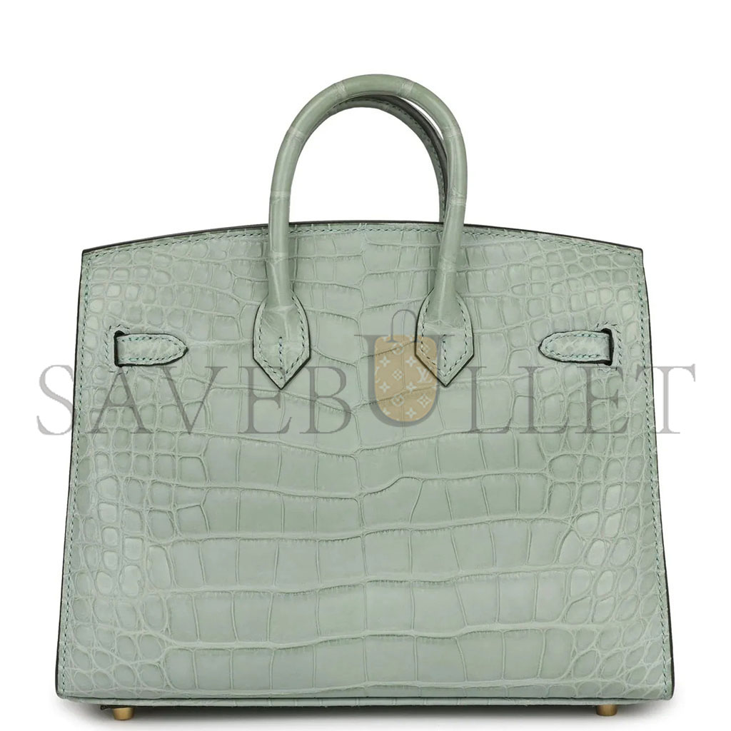 HERMÈS MASTER BIRKIN 20 CROCODILE LEATHER MINT GREEN GOLD BUCKLE H041350CK01 (20*15.5*11cm)